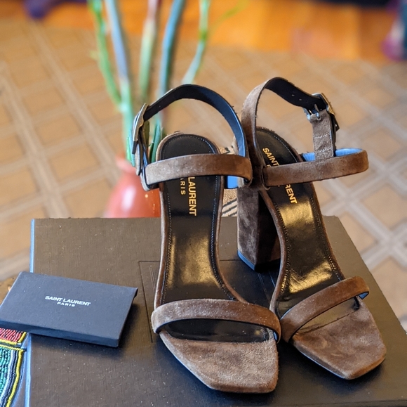 YSL Saint Laurent Oak Block Heel Sandals - Picture 5 of 9